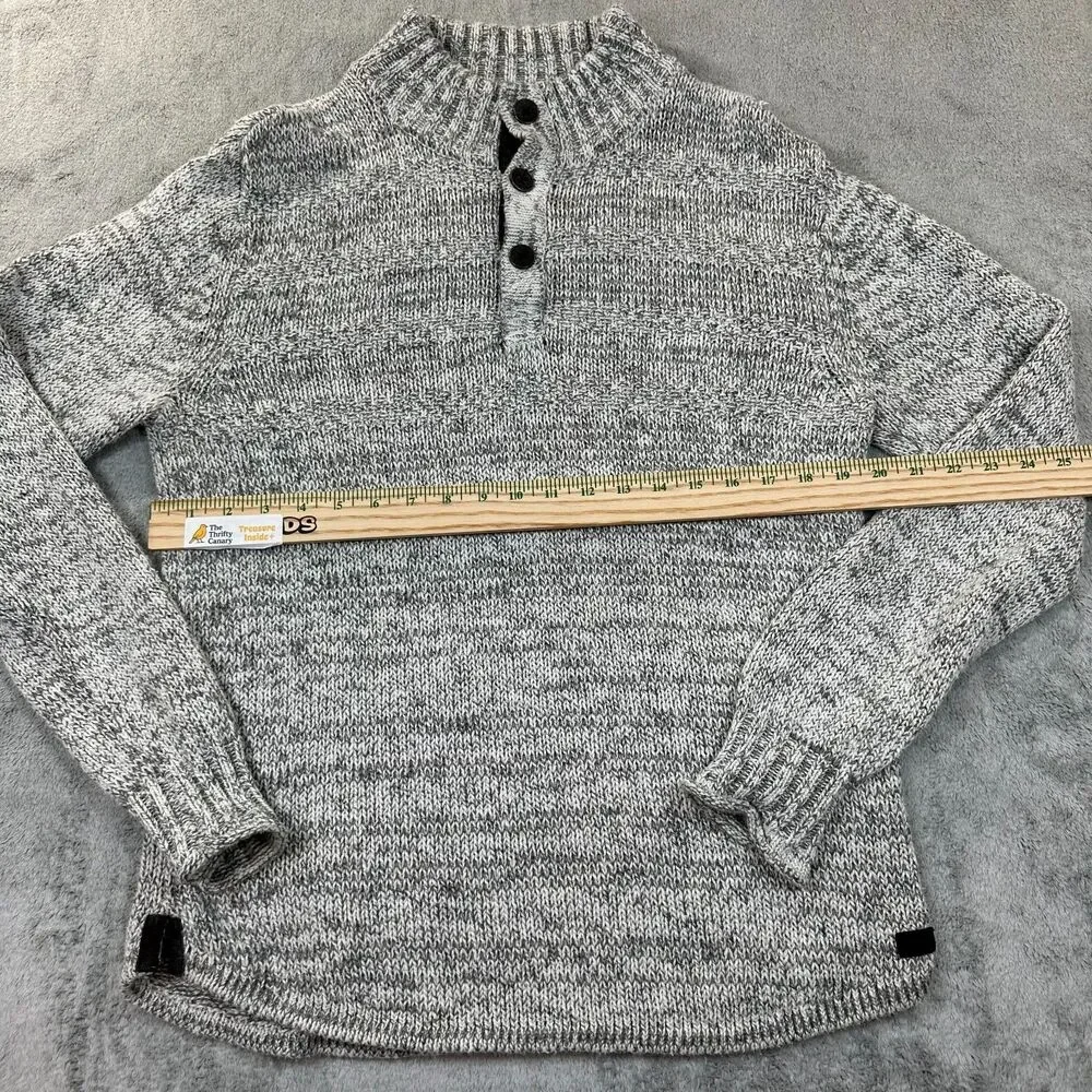 Outpost Makers Men’s Shawl Collar Henley Sweater Gray Knit Button Pullover L